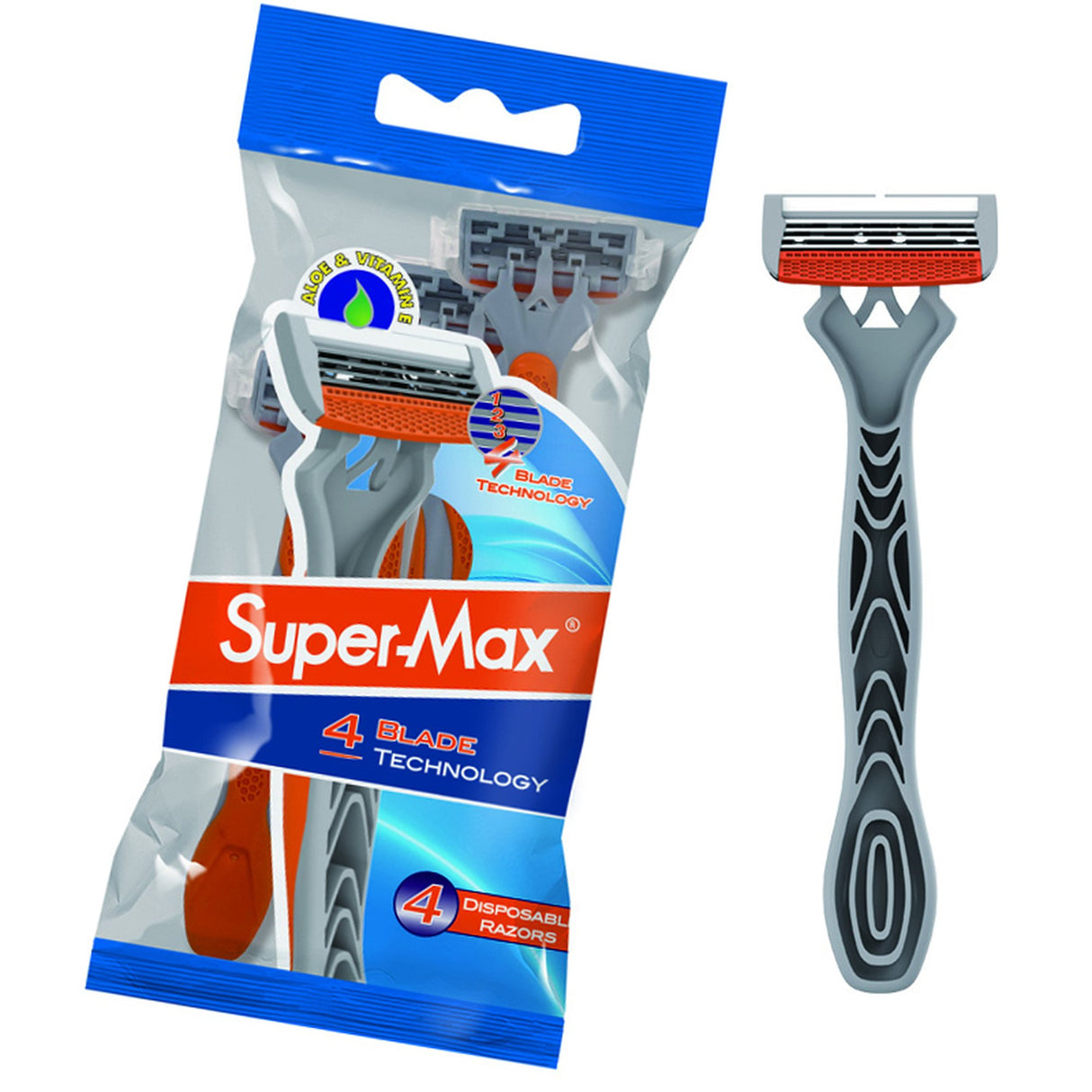 Supermax SMX Men's 4-Blade Disposable Razor x4