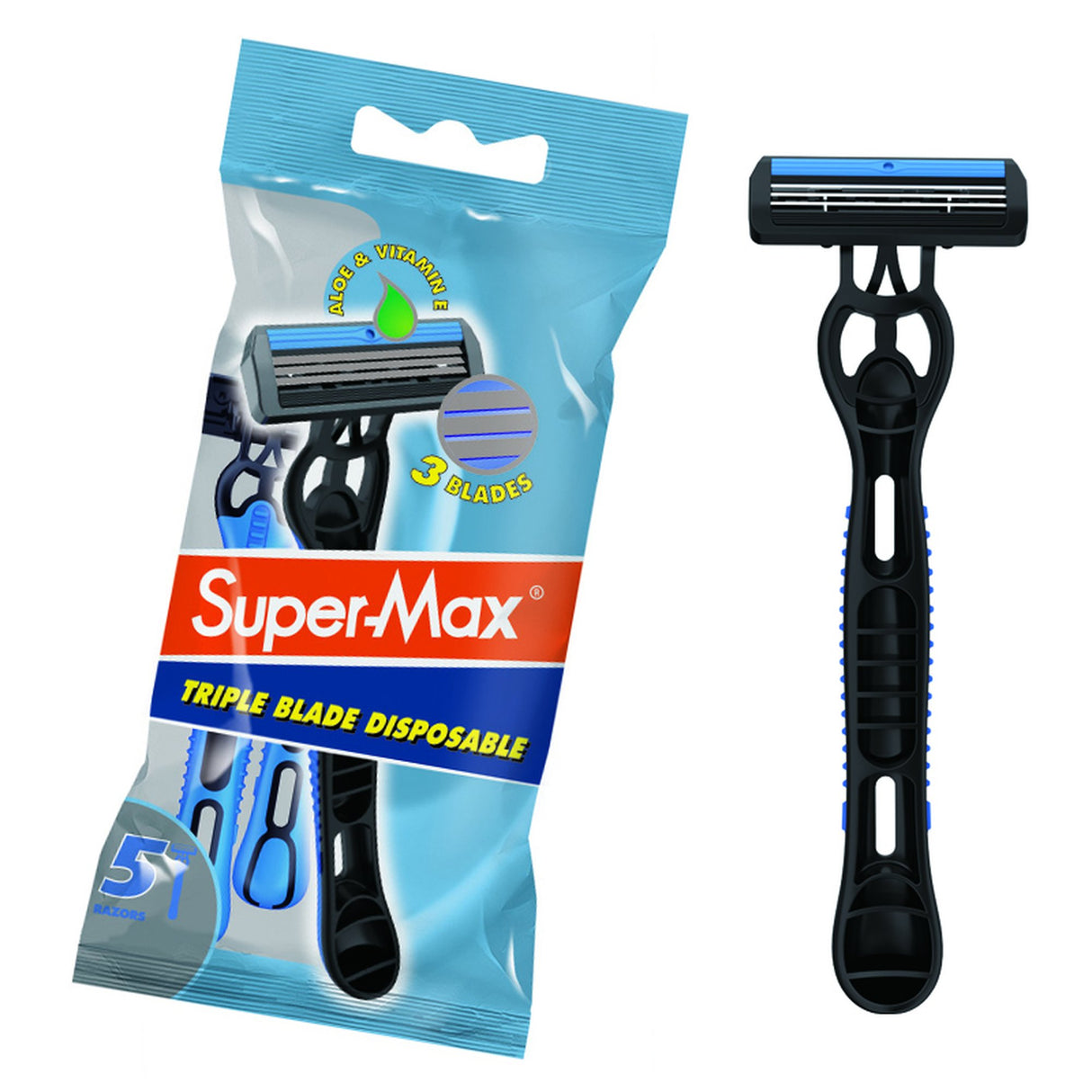 Supermax SMX Men's Triple Blade Disposable Razor x5