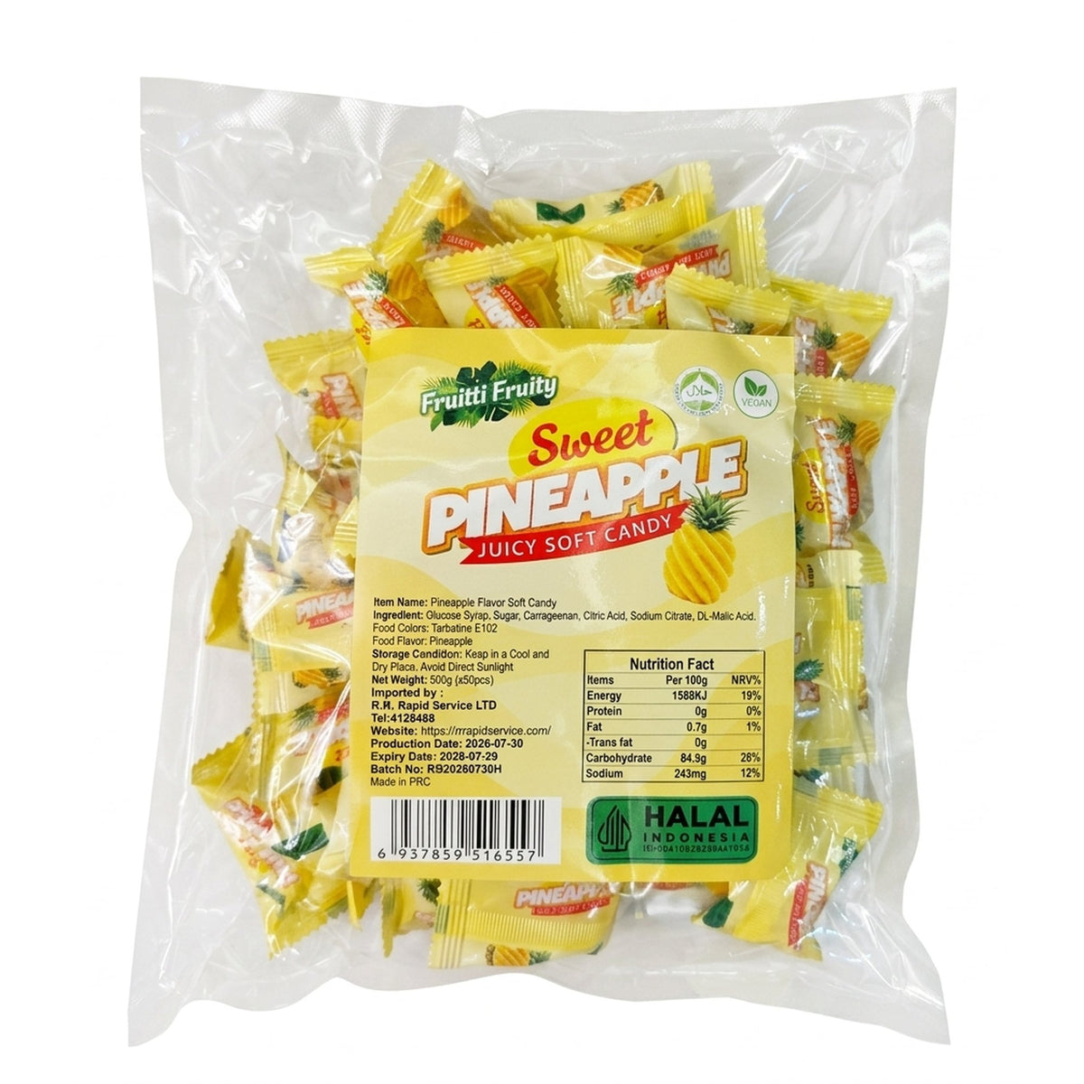 Fruitti Fruity Sweet Pineapple Candy 500g