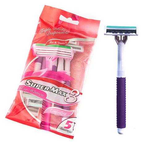 Supermax SMX Women's Triple Blade Disposable Razor x5