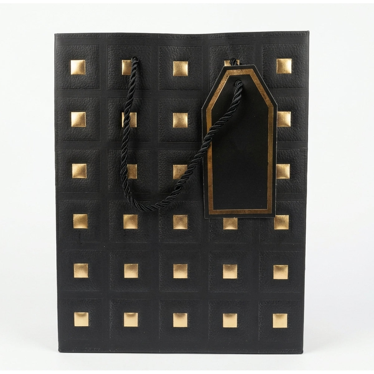 Rapid Embossed Paper Gift Bag Medium Black & Gold - front