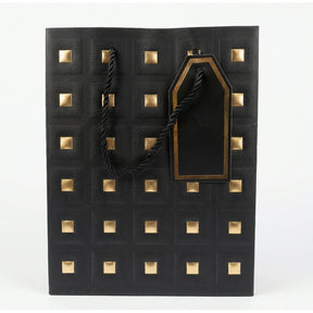Rapid Embossed Paper Gift Bag Medium Black & Gold - front