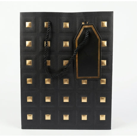 Rapid Embossed Paper Gift Bag Medium Black & Gold - front
