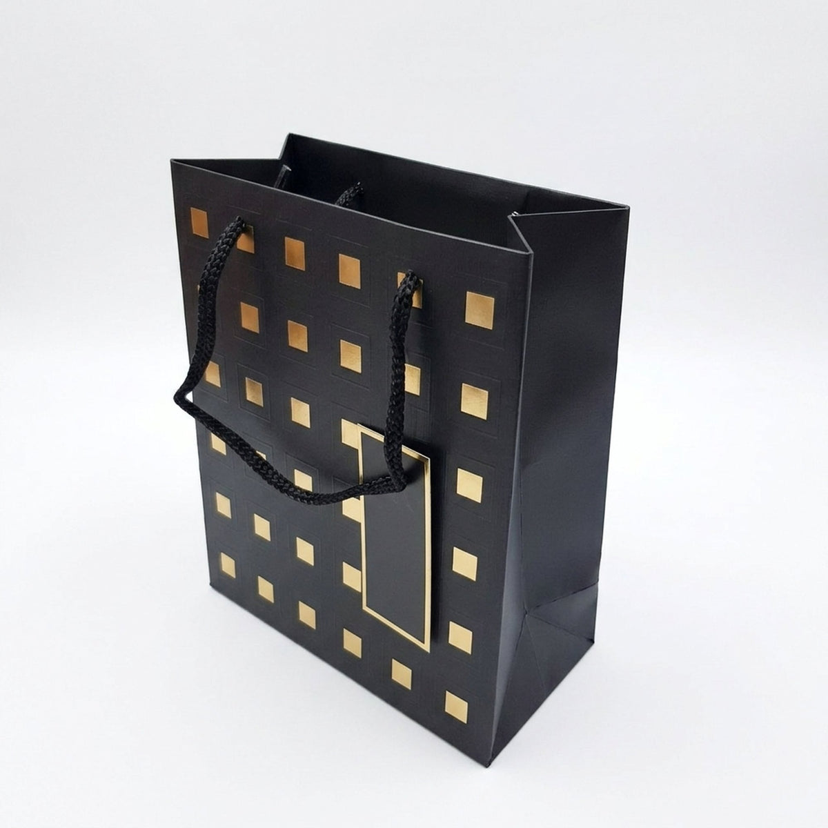 Rapid Embossed Paper Gift Bag Medium Black & Gold - side